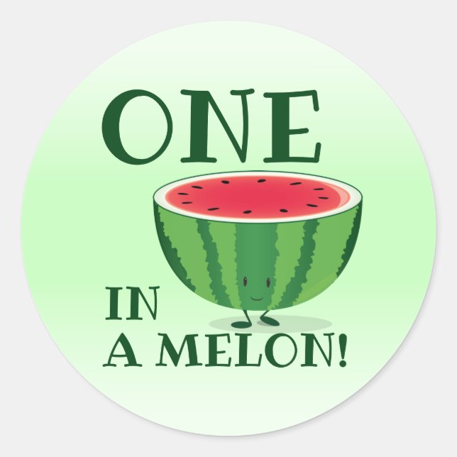 Sticker Rond Un dans un Melon Watermelon premier dessin d'anniv (Devant)