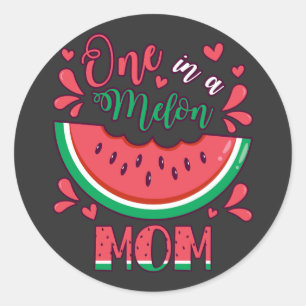 Sticker Rond Un dans une Melon Maman B-Day Party