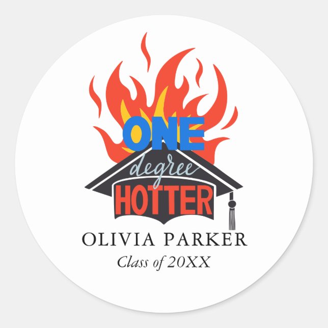 Sticker Rond Un Degré De Feu Hotter (Devant)
