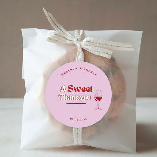 Sticker Rond Un doux remerciement Vin rouge rose Cadeau de mari