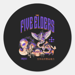 Sticker Rond Un Ece Anime Les Cinq Anciens Forment le Drago Cél