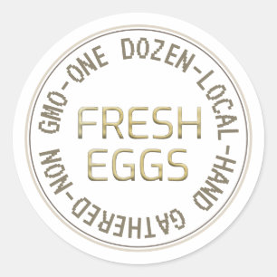 Sticker Rond Un emblème d'une douzaine d'œufs frais cueillis à
