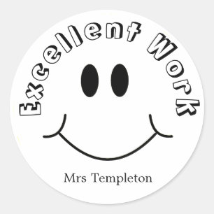Sticker Rond Un enseignant personnalisé récompensé sourire