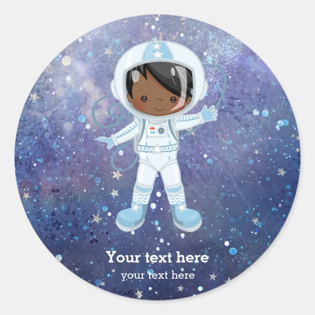Sticker Rond Un garçon astronaute Espace extra-atmosphérique (Devant)