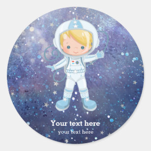 Sticker Rond Un garçon astronaute Espace extra-atmosphérique