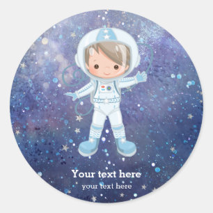 Sticker Rond Un garçon astronaute Espace extra-atmosphérique