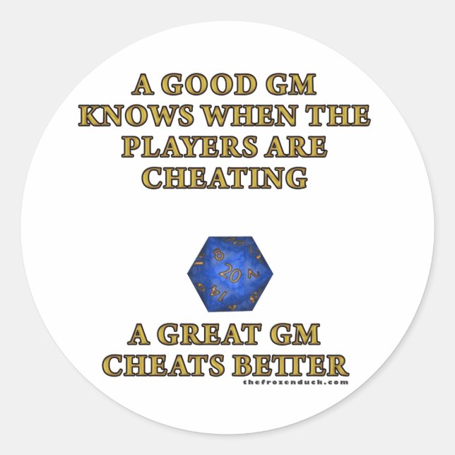 Sticker Rond Un grand DM triche mieux (Devant)