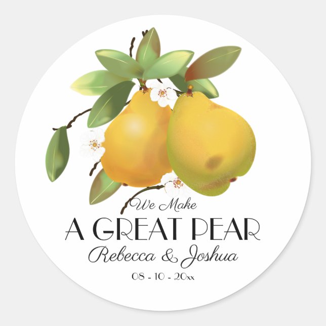 Sticker Rond Un grand mariage de poire (Devant)