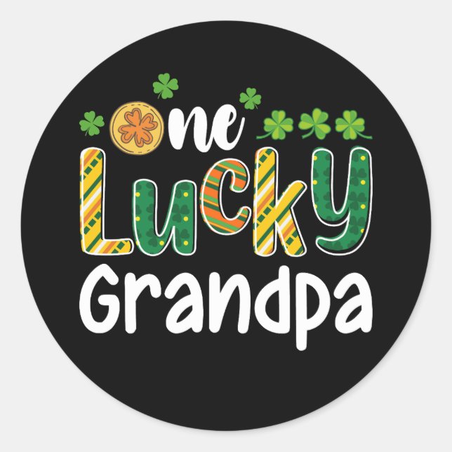 Sticker Rond Un grand-père chanceux jumelé famille St Patrick's (Devant)