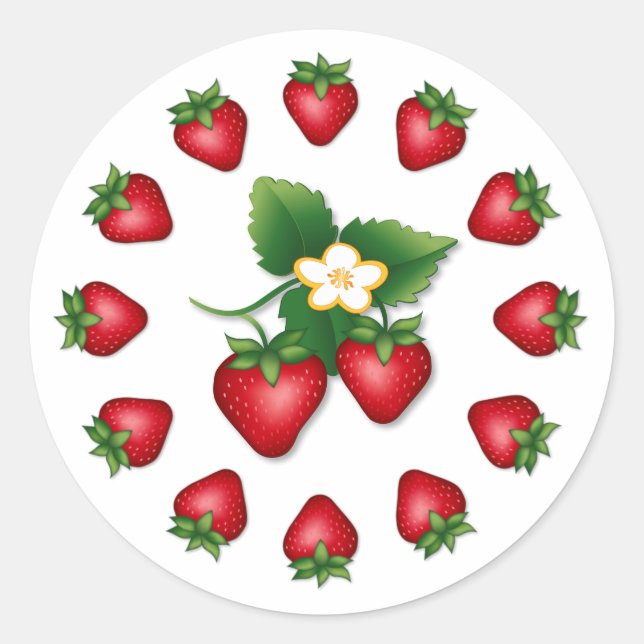 Sticker Rond Un grand sticker, rouge, sucré à la fraise (Devant)