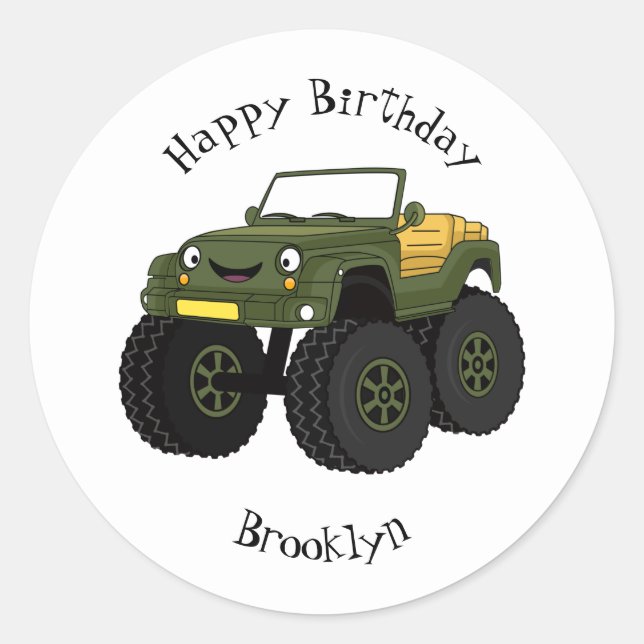 Sticker Rond Un Green Monster truck (Devant)