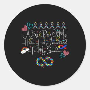 Sticker Rond Un gros morceau de mon coeur a l'autisme et c'est