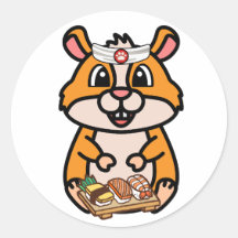Un hamster drôle est un chef sushi