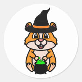 Sticker Rond Un hamster drôle est une sorcière