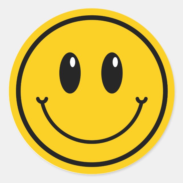 Sticker Rond Un heureux Mec sourit Emoji Premier Anniversaire (Devant)