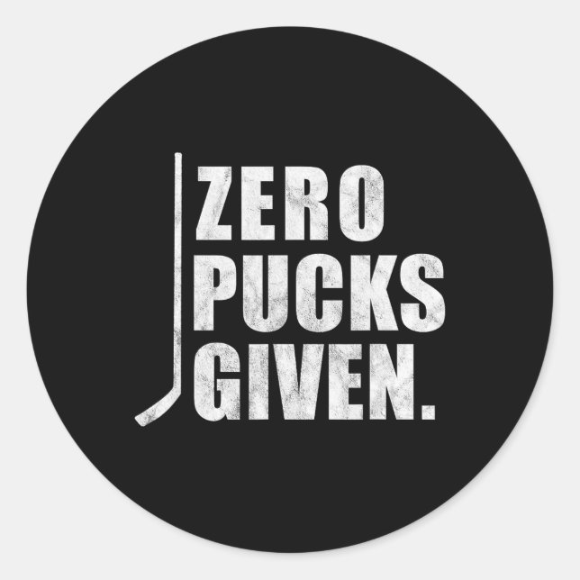 Sticker Rond Un Hockey Distressed Zero Pucks Donné (Devant)