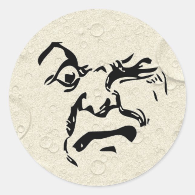 Sticker Rond Un homme en colère sur le visage de la lune (Devant)