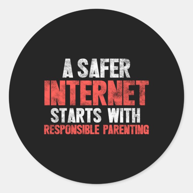 Sticker Rond Un Internet Plus Sûr Avec Une Parentalité Responsa (Devant)