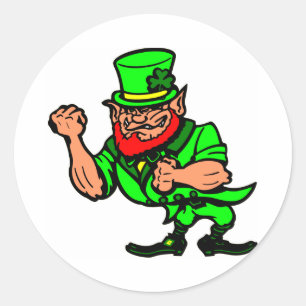 Sticker Rond Un Irlandais combattant blanc
