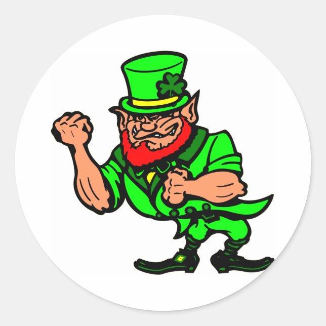 Sticker Rond Un Irlandais combattant blanc (Devant)