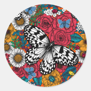Sticker Rond Un jardin coloré