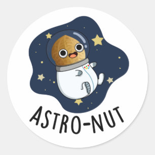 Sticker Rond Un jeu d'astronaute de noix de muscade drôle