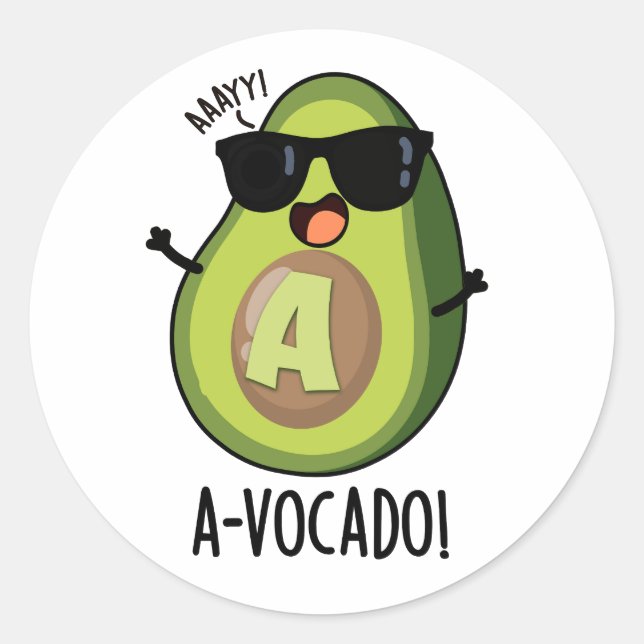 Sticker Rond Un jeu d'Avocado amusant à vocado (Devant)
