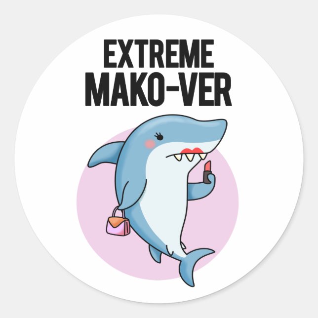 Sticker Rond Un jeu de requin Mako Funny Mako extrême (Devant)