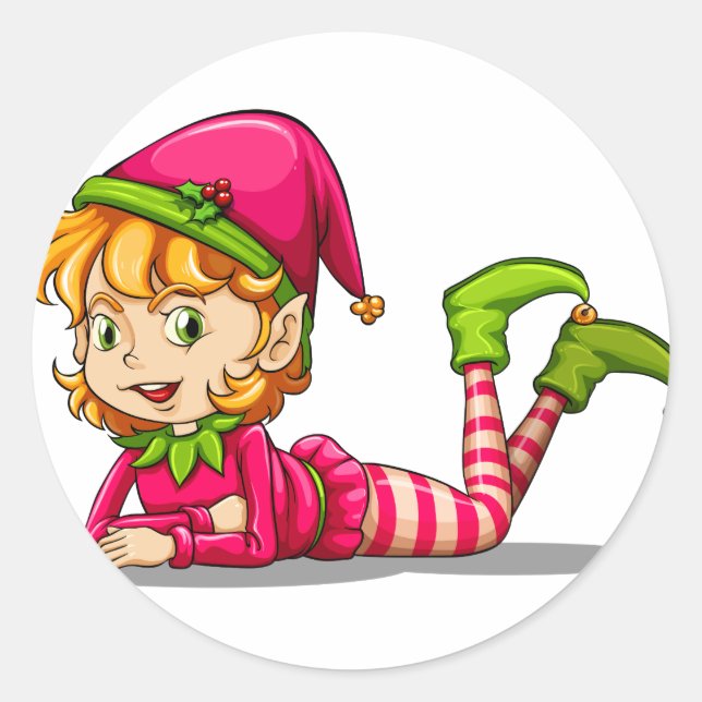 Sticker Rond Un joli elfe ludique (Devant)