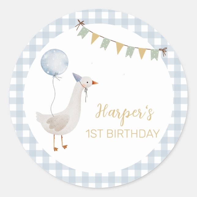 Sticker Rond Un joyeux anniversaire d'oie idiote (Devant)