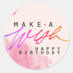 Sticker Rond Un joyeux anniversaire en rose