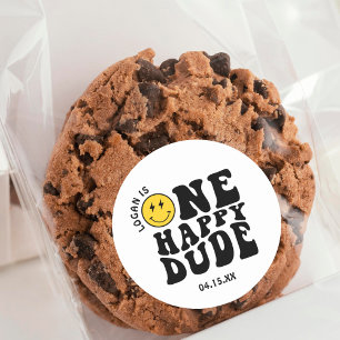 Sticker Rond Un joyeux garçon de la première fête d'anniversair