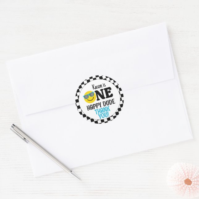 Sticker Rond Un joyeux Mec Anniversaire 1er Anniversaire Favori (Enveloppe)