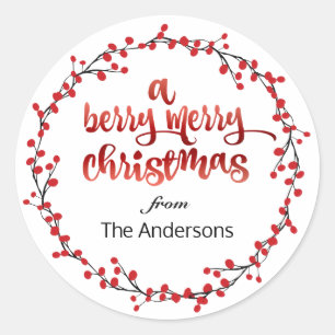 Sticker Rond Un joyeux Noël Berry