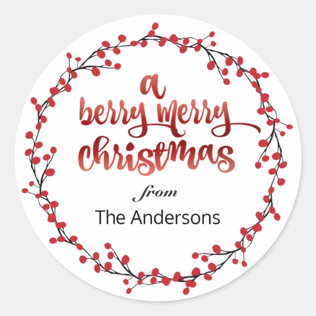 Sticker Rond Un joyeux Noël Berry (Devant)