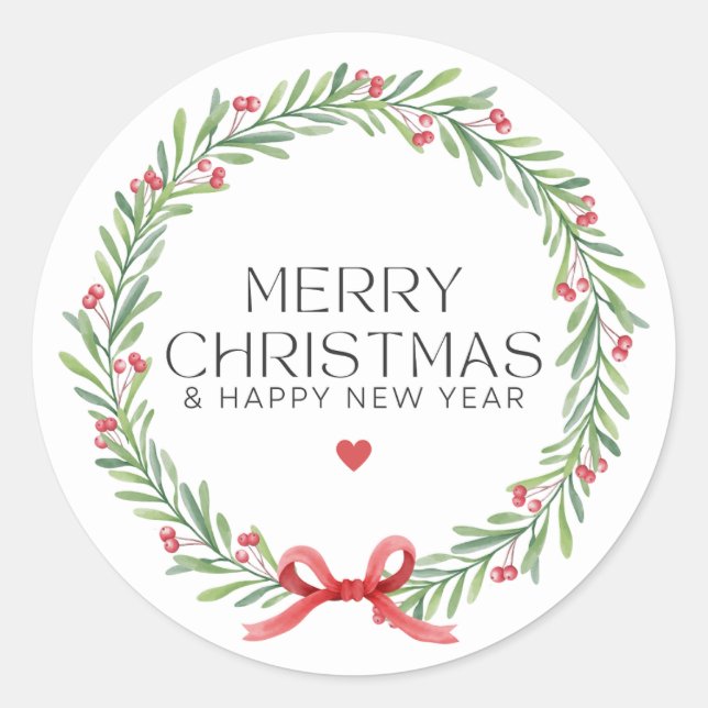 Sticker Rond Un joyeux Noël et une bonne année (Devant)