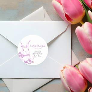 Sticker Rond Un lapin arrive Baby shower