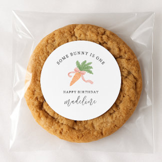 Sticker Rond Un lapin est un simple 1er anniversaire moderne