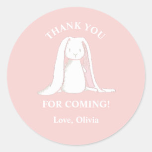 Sticker Rond Un lapin est une plaque de papier rose En vichy An
