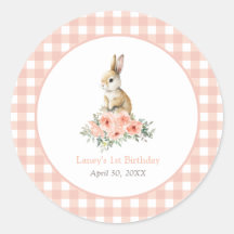 Un lapin rose floral fille Anniversaire
