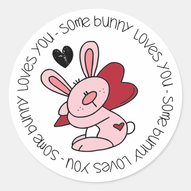 Sticker Rond Un Lapin T'Aime (Devant)