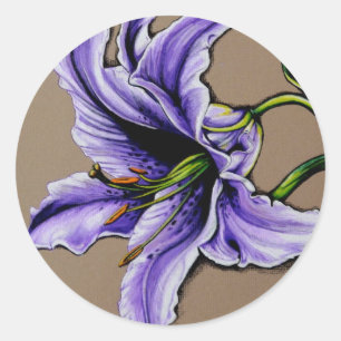 Sticker Rond Un lys stargazer violet
