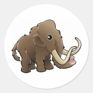 Sticker Rond Un mammouth laineux amical mignon