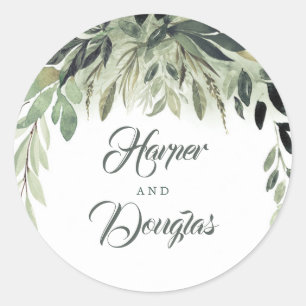 Sticker Rond Un mariage élégant et verdoyant