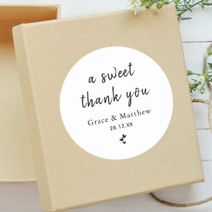 Sticker Rond Un Merci doux minimaliste mariage Faveur