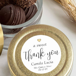 Sticker Rond Un Merci doux Quinceañera Moderne 15e anniversaire