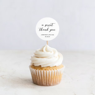 Sticker Rond Un Merci doux Script mariage blanc Favoriser