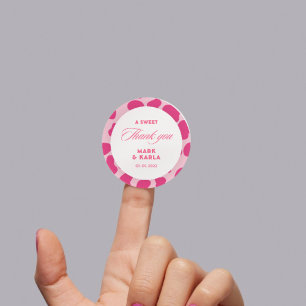 Sticker Rond Un Merci Sucré Disco Rose Cowgirl Wedding Favorise