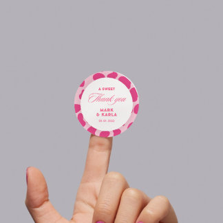 Sticker Rond Un Merci Sucré Disco Rose Cowgirl Wedding Favorise