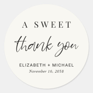 Sticker Rond Un Merci sucré Faveur de mariage